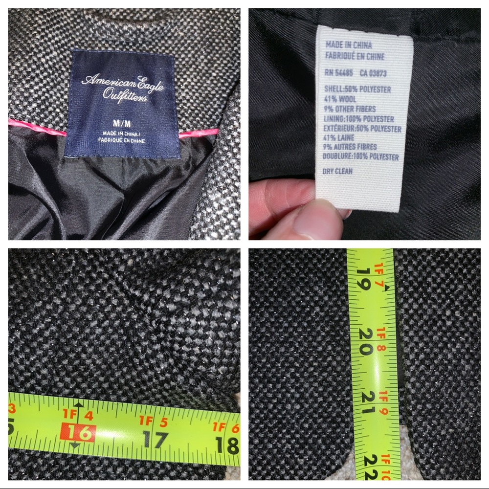 American Eagle Wool /Tweed Blend Velvet Blazer- M - Picture 8 of 8